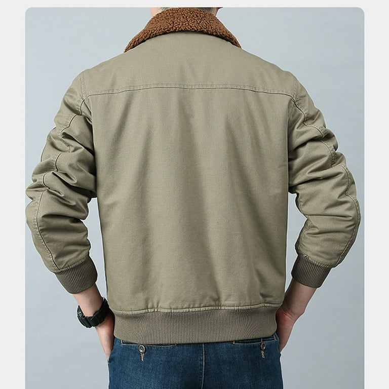 Mens khaki top sherpa jacket