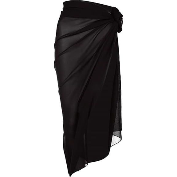 Women Swimsuit Cover up Skirt,Black Long Sarong Skirt, Ladies Bikini Wrap Skirt Beach Chiffon Bathing Swimwear Wrap for Vacation