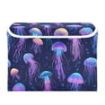 thumbnail image 7 of Yayeee Collapsible Cube Storage Bin with Lid Fabric Closet Decorative Basket with Handles, Dark Blue Jellyfish Pattern, 7 of 7