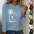 thumbnail image 5 of hxobax Women's Dandelion Long Sleeve Tops Casual Crewneck T-Shirts Cute Workout Tunic Pullover Shirt, 5 of 5