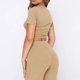 thumbnail image 5 of Conjunto de pantalones casuales de manga corta con ombligo expuesto para mujer Conjunto de cintura alta para uso diario FLhrweasw Para estrenar, 5 of 9