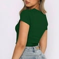 thumbnail image 5 of Kakina CMSX Womens Plus Size Tops Clearance Women Crop Cute Trendy Basic Tight Rounk Neck Crop Blouse Short Sleeve Crop TopS, 5 of 8