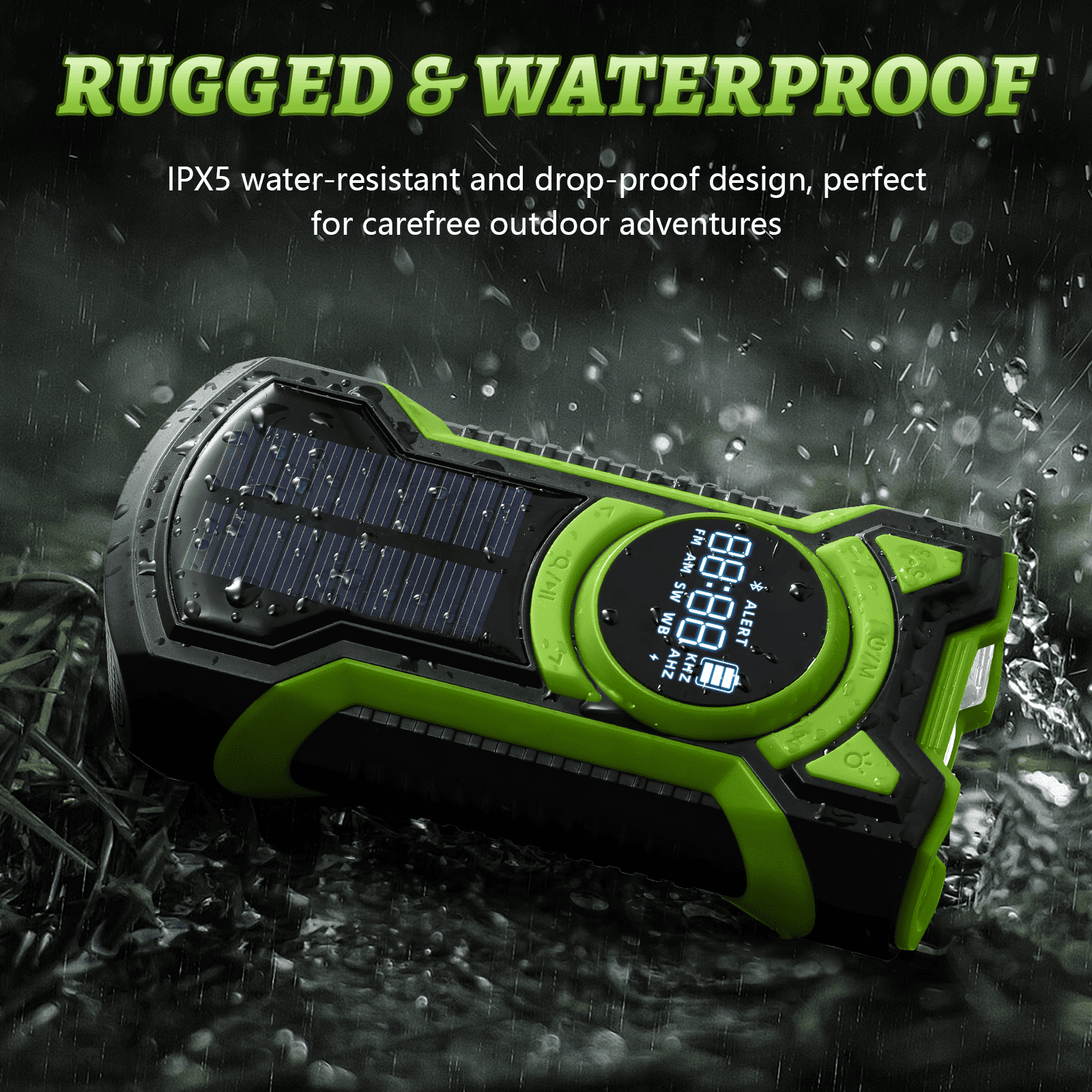 GEAK Emergency Radio Hand Crank, NOAA Weather Radio Portable AM/FM, 5000mAh Rechargeable Phone Power, USB/Solar/Hand Crank Charging, Small Pocket Radio with SOS Alarm for Indoor/Outdoor Emergencies