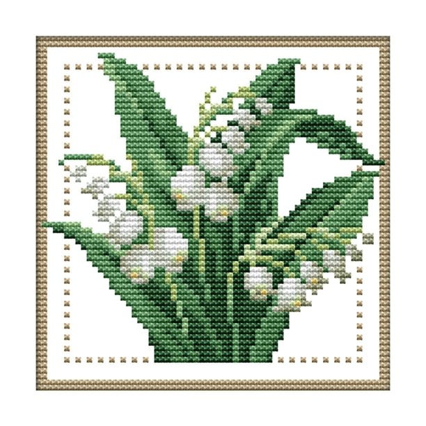 Cuadros Decorativos 12 Meses Flor Punto de Cruz DIY Costura 14CT Estampado (May H427) Tmvgtek embutido en tela