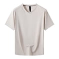 thumbnail image 1 of Camiseta de manga corta de seda helada para hombre - Camiseta deportiva de secado rápido - Poliéster transpirable, ropa informal para hacer ejercicio en interiores y exteriores, 1 of 8