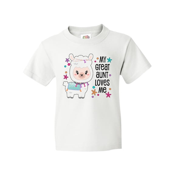 Inktastic My Great Aunt Loves Me- cute and happy llama Youth T-Shirt