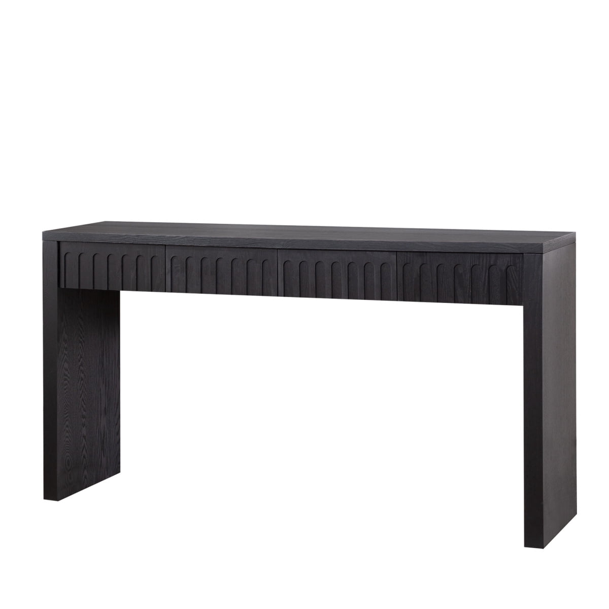 Hassch Modern 59.2" Console Table with Carved Drawer Fronts, Engineered Wood Hallway, Sofa, or Accent Table, Narrow Design for Small Spaces, Black/Natural