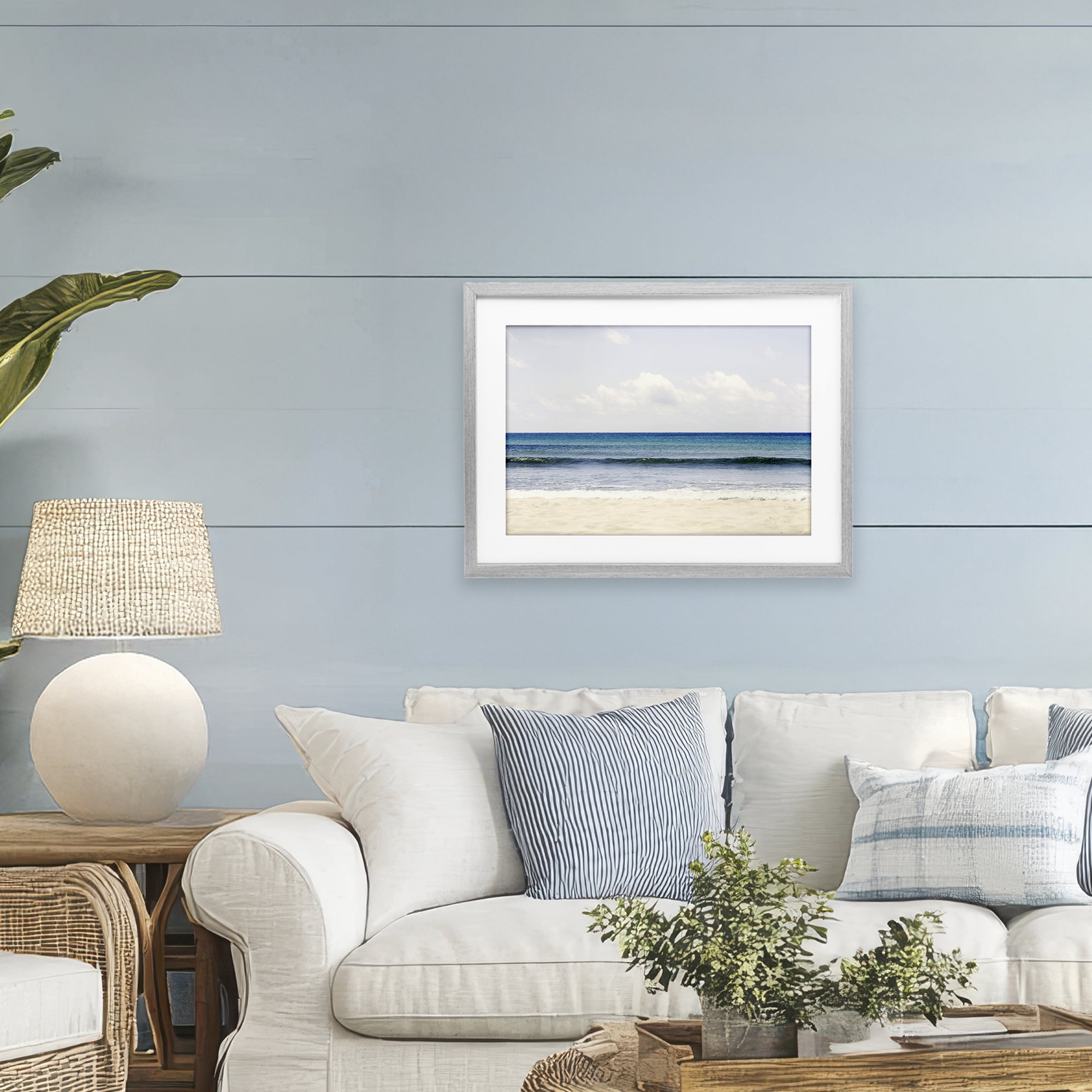Stupell Industries Summer Seaside Escape Gray Framed Print Under Glass, design by Gemma Bardot