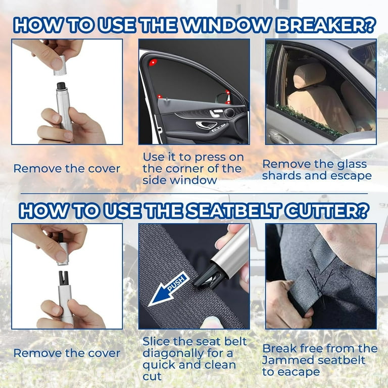 SafeHammer Emergency Window Breaker & Seat Belt Cutter - Car Safety Hammer Glass Breaker Tool For Escape