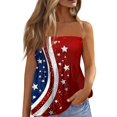 thumbnail image 2 of 4th of July Tube Tops for Women Strapless Smocked Bandeau Tops Casual Pleated Flowy Tops Sleeveless Tank Tops, 2 of 5