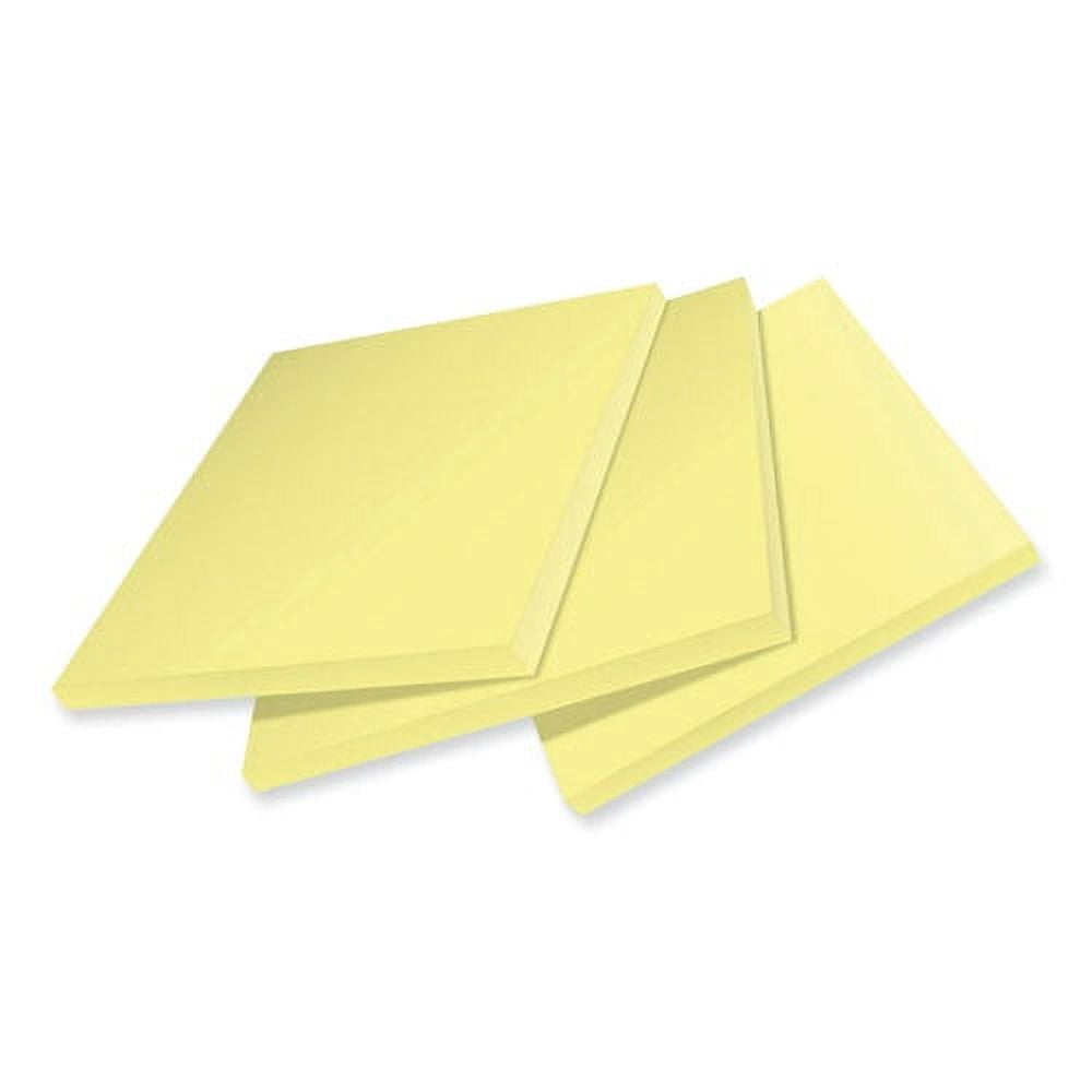 100% recycled paper super sticky notes, 3" x 3", canary yelow, 70 sheets/pad, 12 pads/pack | Bundle of 2 Packs