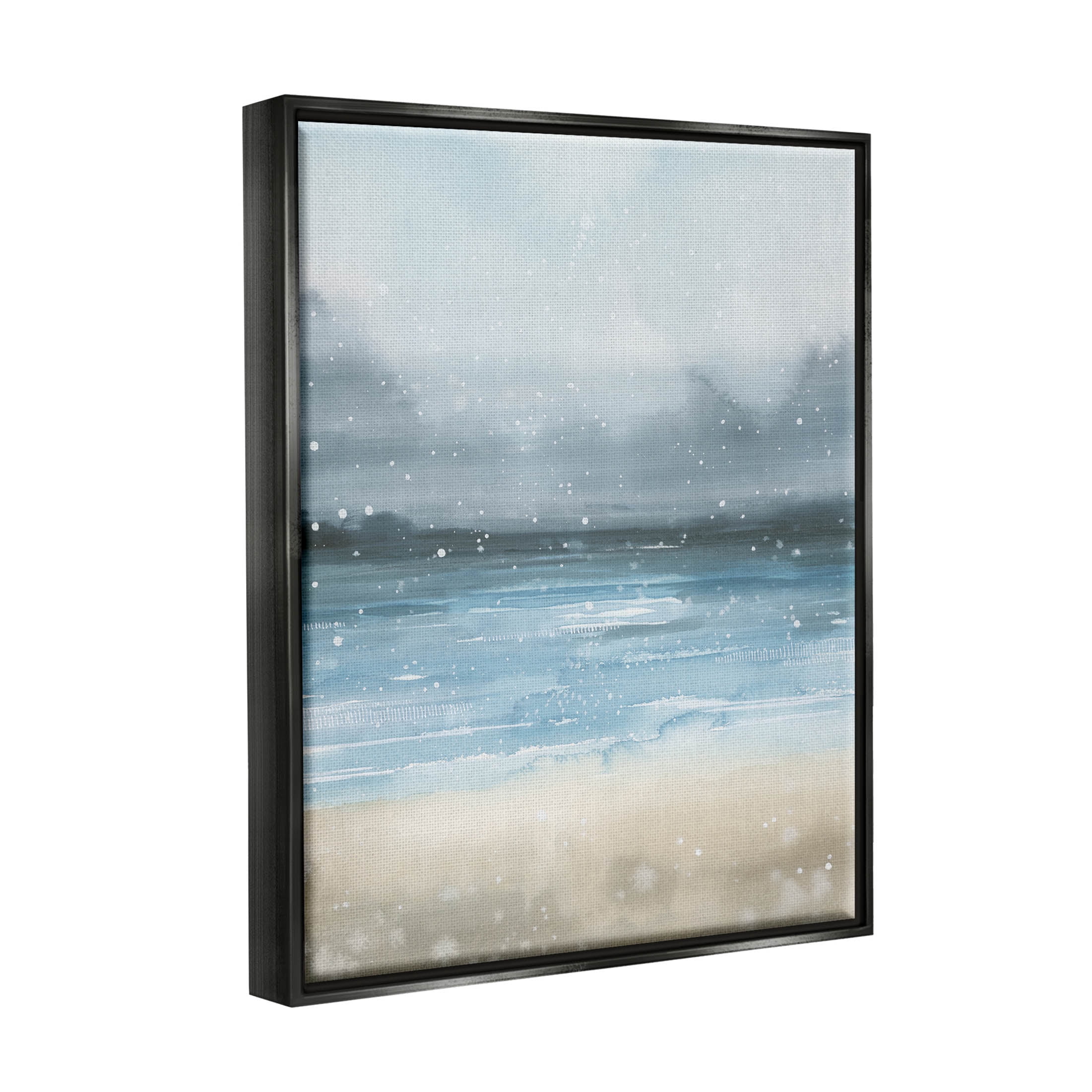 Stupell Industries Rainy Nautical Shore Landscape Graphic Art Jet Black Floating Framed Canvas Print Wall Art, Design by Grace Popp
