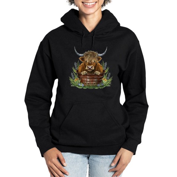CafePress - Highland Cow Sitting In A Metal - Pullover Hoodie, Classic & Comfortable Hooded Sweatshirt