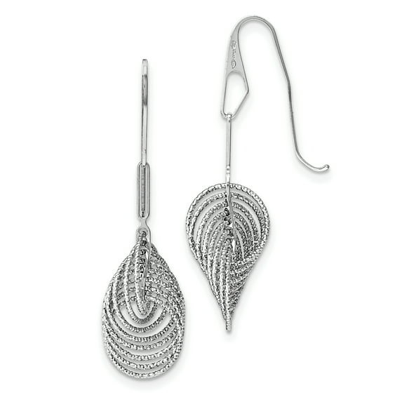 Beautiful Sterling Silver Rhodium-plated D/C Spiral Circles Dangle Earrings
