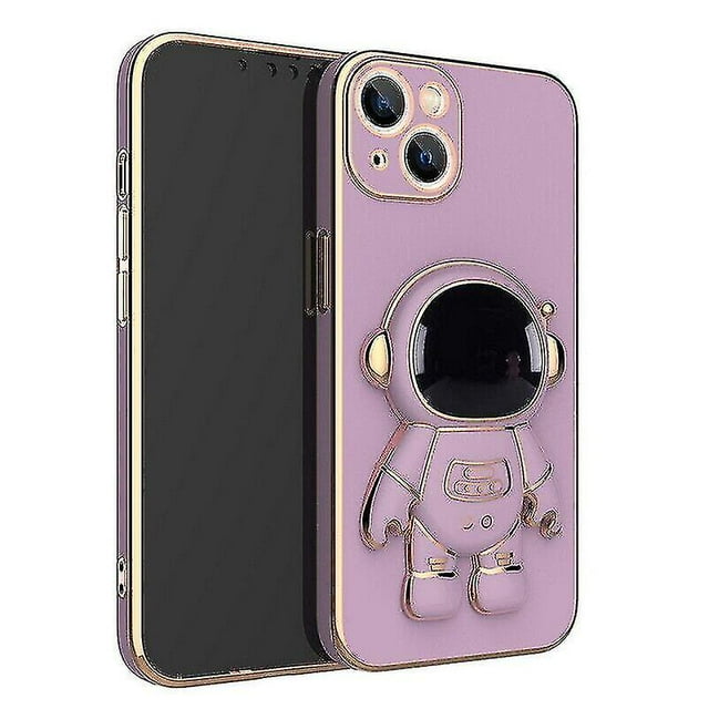 Cute Astronaut Stand Phone Case For Iphone 13 12 Pro Max Plating Silicone Cover