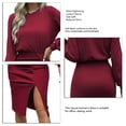 thumbnail image 4 of Vestido de manga larga de color sólido, vestido de color sólido con cintura ajustada, vestido de color sólido con cintura ajustada, vestido de mujer con cintura ajustada, estética elegante, 4 of 5