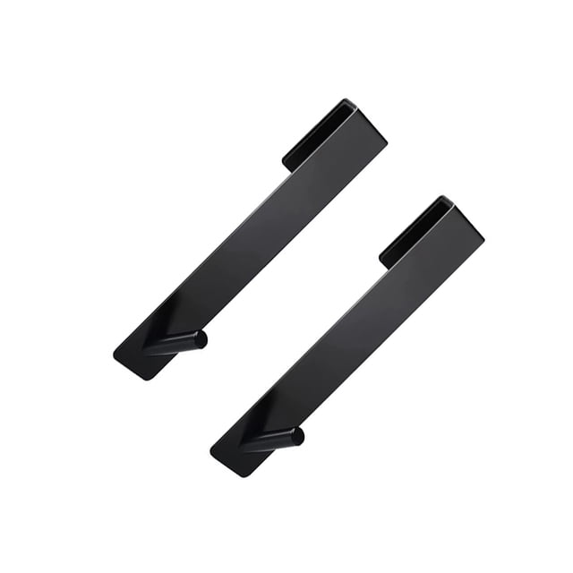Matsuzay Colgador para puerta de ducha de acero inoxidable, 2 piezas, extraíble, a prueba de arañazos, resistente, para toallas, albornoz, Accesorios de baño Negro 17.8 cm