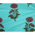 thumbnail image 4 of oneOone Polyester Lycra Aqua Blue Fabric Floral Block Craft Projects Decor Fabric Printed By The Yard 56 Inch Wide, 4 of 4