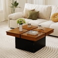 thumbnail image 4 of Costway Square Coffee Table with Solid Wood Veneered Split Top Recessed Base for Apartment, 4 of 10