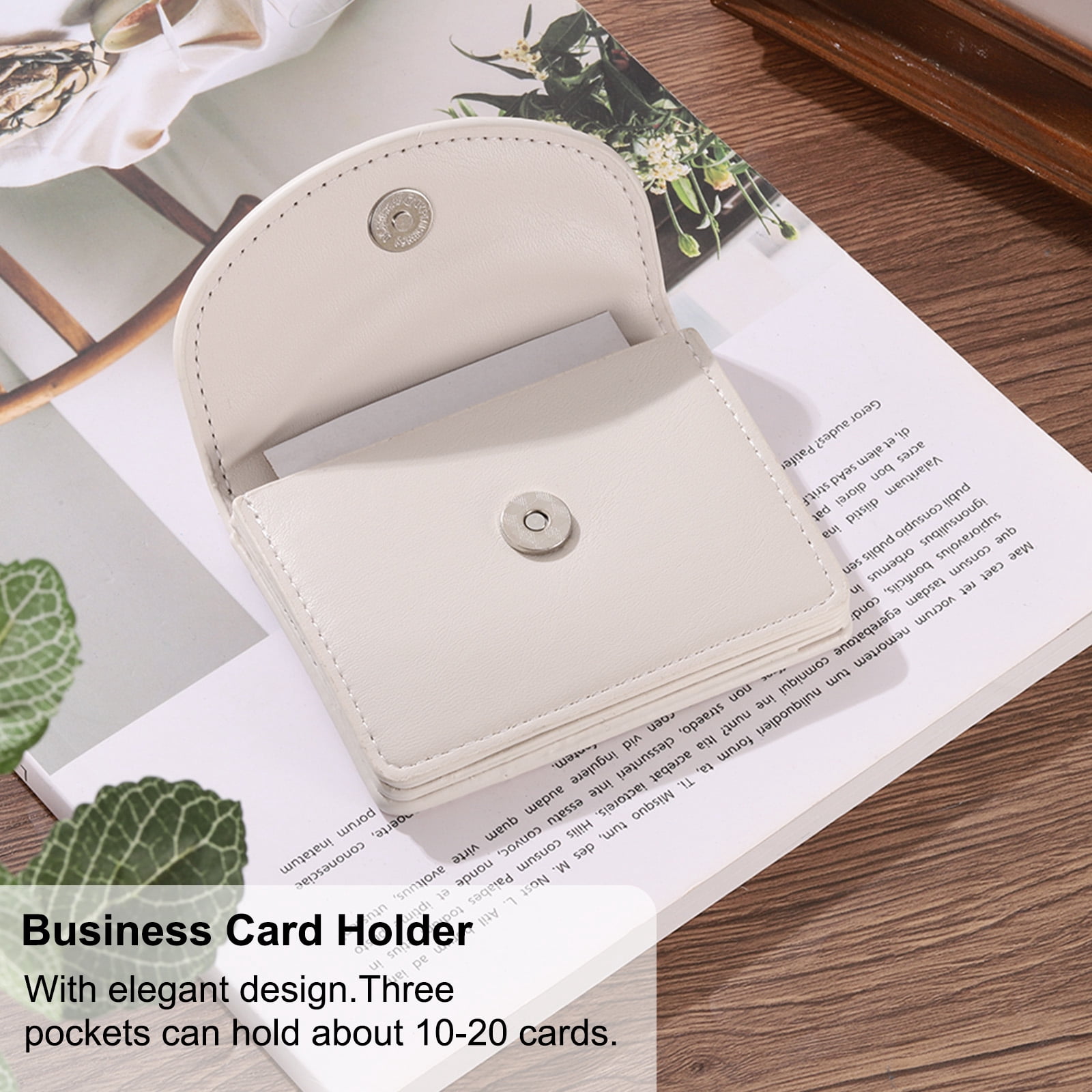 Unique Bargains Elegant PU Leather Business Card Case Stylish Name Card Holder White