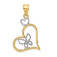 thumbnail image 1 of 14k Yellow with White Rhodium Two-tone Gold Butterfly in Heart Pendant, 1 of 4