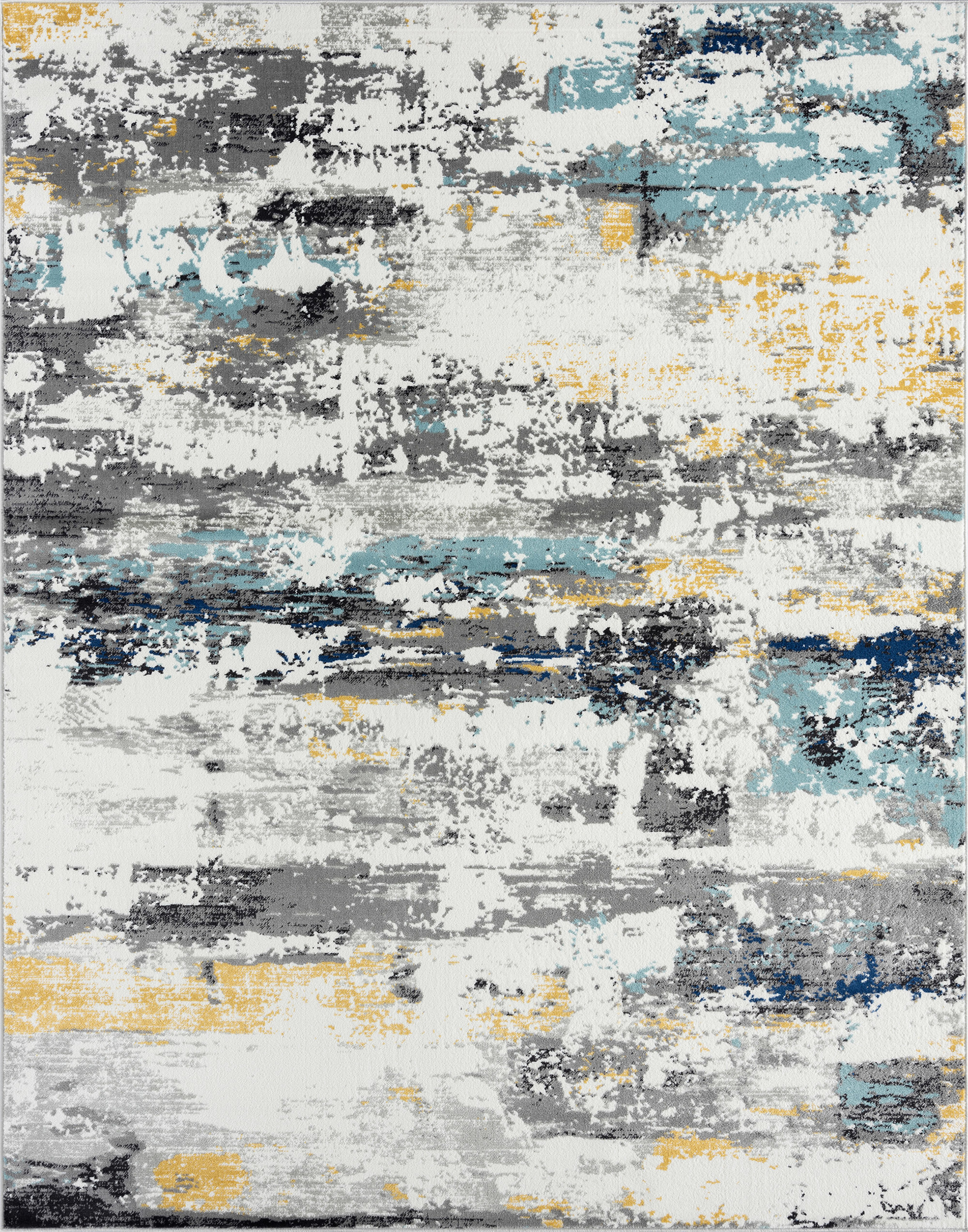 Contemporary 5x8 Area Rug (5'3'' x 7'3'') Abstract Blue, Gray Living Room Easy to Clean