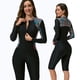 thumbnail image 2 of Traje de baño de una pieza para mujer, traje de surf de manga larga, pantalones de cinco puntos de ángulo plano, traje de buceo, traje de baño conservador de talla grande, 2 of 3