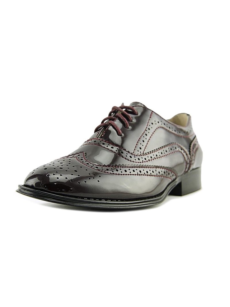 NEW Wanted Babe Burgundy Patent Lace Up Oxfords 10 Womens Wanted Babe Lace Up Oxfords, Burgundy - Walmart.com main image 3
