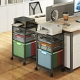 thumbnail image 6 of Rolling File Cart with 3 Drawers, Under Desk Storage Mobile Filing Cabinet for Home Office, Hanging File Folders Organizer, Utility Cart with Wheels, Printer Stand, Black, 6 of 7