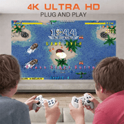 Gold Mini Projector with Retro Gaming Console, 2 Retro Game Sticks, Portable Projector with 30,000 Built-In Retro Games