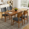 thumbnail image 5 of Mid-century Modern Dining Table Set for 4, Solid Wood Dining Table and Solid Wood Chairs, 5 Piece Farmhouse Dining Table and 4 Upholstered Chairs for Home, Kitchen, Apartment, Space Saving, 5 of 6