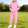 thumbnail image 2 of GiLiling Hoodie Sweatsuit Set for Boys Girls 2 Piece Hooded Sweatshirt Jogger Sweatpants Tracksuit Kids Athletic Solid Outfits (Pink, 6-7 Years), 2 of 8