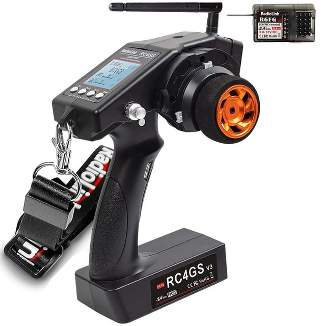 DTXMX Radiolink RC4GS V3 5 Channels RC Transmitter and R6FG Gyro Receiver 2.4GHz RC Controller for Crawler,Car Boat Black