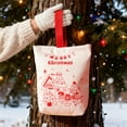 thumbnail image 4 of Christmas Canvas Gift Bags - Reusable Durable Tote with Festive Santa, Snowman & Tree Designs - Gift Packaging for Treats, Small Gifts, and Party Favors - 2 Pack, 4 of 6