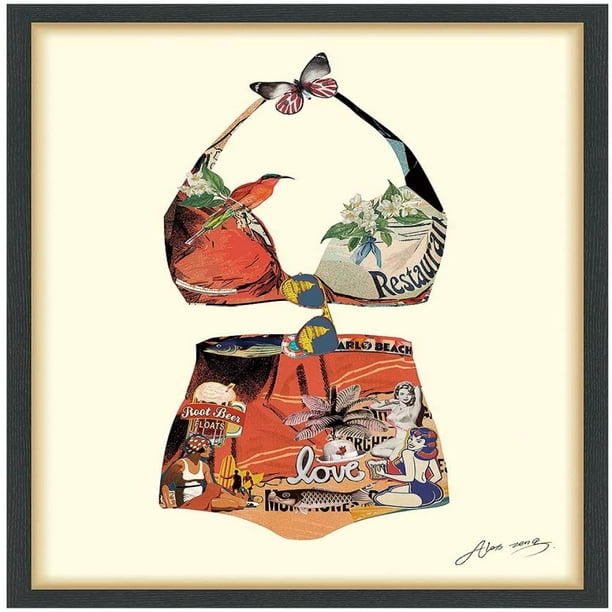 Empire Art Direct Monte Carlo Beach Dimensional Collage Handmade by Alex  Zeng Framed Graphic Wall Art Ready to Hang, 25