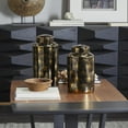 thumbnail image 2 of DecMode 14", 12"H Black Ceramic Floral Decorative Jars with Gold Accents, 2-Pieces, 2 of 7