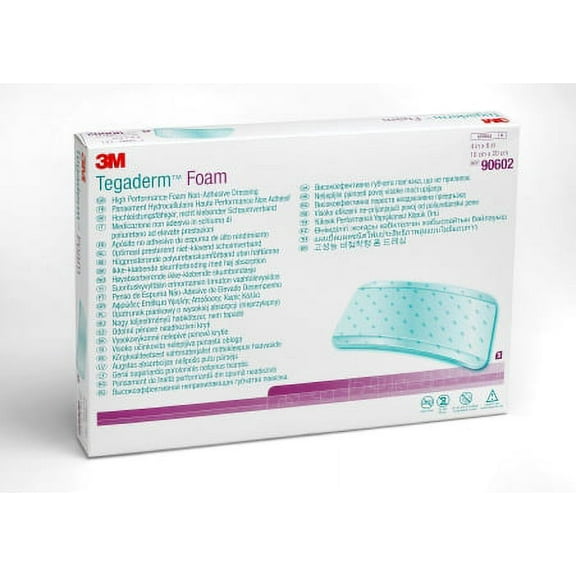 3M Tegaderm Foam Dressing  4 X 4 Inch Square Non-Adhesive without Border Sterile, Box of 10