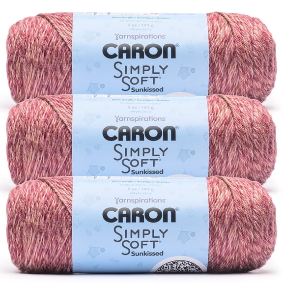 Caron® Simply Soft Sunkissed™ #4 Worsted (Medium) Acrylic Yarn, Plum Tonal 5oz/141g 248 Yards (3 Pack)