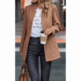 thumbnail image 4 of NAYTOAO Women Stand Collar Open Front Long Sleeve Lined Wool Blend Coat Casual Outerwear, 4 of 6
