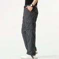 thumbnail image 5 of Momasggi Men's Fleece Lined Cargo Pants Relaxed Fit Straight Leg Pants Casual Winter Thermal Work Trousers with Multi-Pockets Big and Tall Pants Gray 3XL, 5 of 5