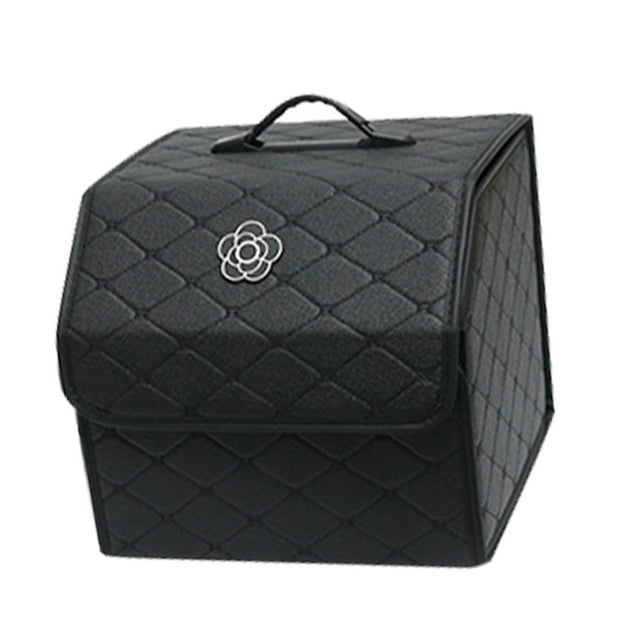 Car Trunk Storage Organizer High Capacity Multipurpose Pu Leather Portable Trunk Storage Box with Lid