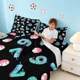 thumbnail image 4 of Manfei Sports Baseball Queen Sheets, 67 Queen Sheet Sets, Black Donut Teal 4-Piece(1 Flat Sheet, 1 Fitted Sheet and 2 Pillowcases), 4 of 6