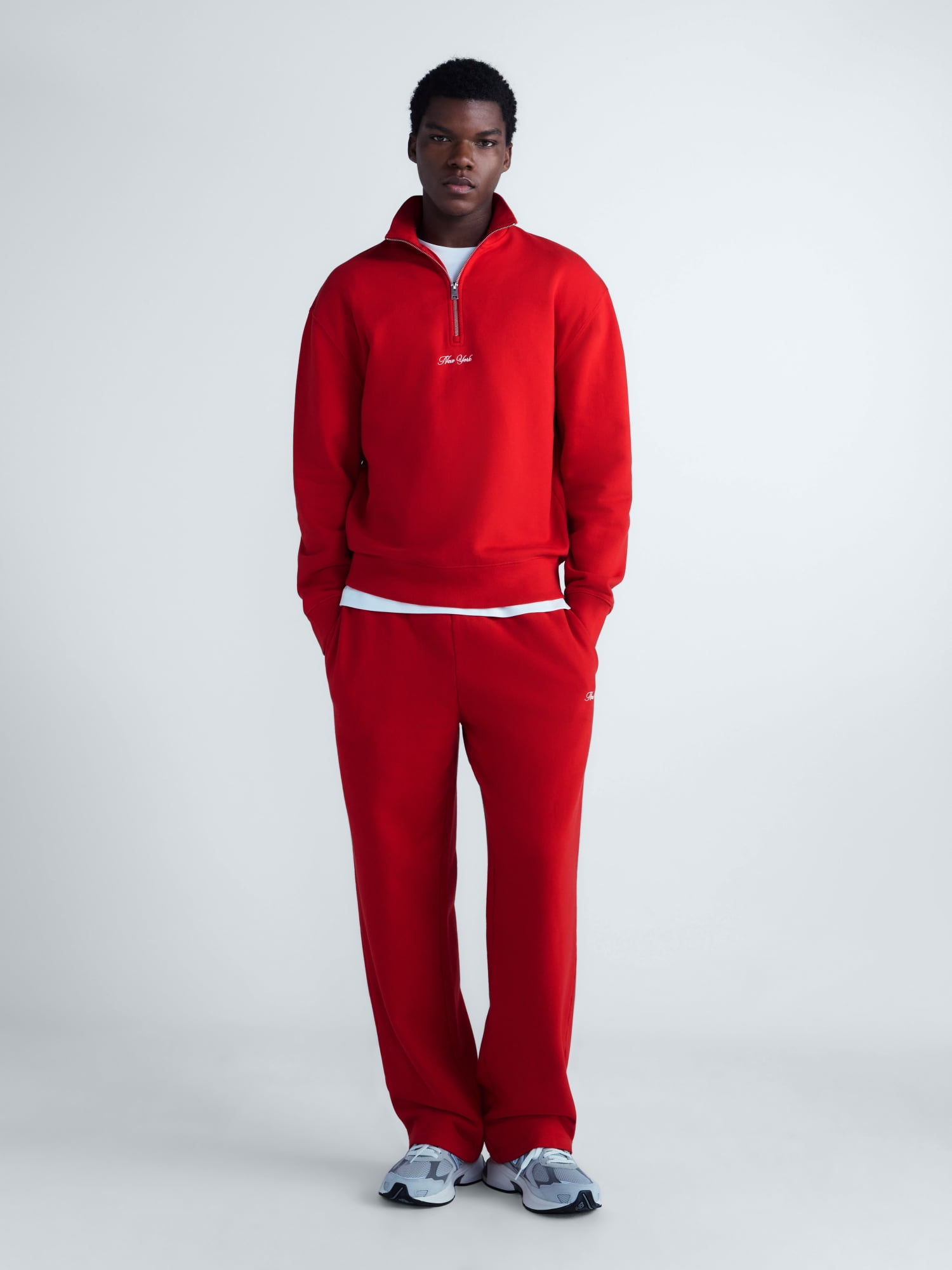 Free Assembly Men's Quarter Zip Cotton Fleece Pullover, Sizes XS-XL