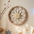 thumbnail image 3 of Wooden Farmhouse Wall Decor 11.81x11.81inch Round Hanging Decoration for Bedroom Home Living Room Kitchen Office Decor (Gold), 3 of 8