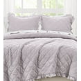 thumbnail image 6 of Truly Soft Crinkle Ruffle 100% Microfiber Polyester  3 Piece Full/Queen Quilt Set in Grey, All Season, Adult Size, OEKO-TEX Certified, 6 of 11