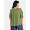 thumbnail image 4 of Time and Tru Women's Cotton Peasant Top, Sizes XS-XXXL, 4 of 5