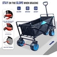 thumbnail image 4 of Collapsible Heavy Duty Beach Wagon Cart, Outdoor Folding Utility Camping Garden Beach Cart with Universal Wheels, Adjustable Handle Shopping Cart (Black&Blue), 4 of 6