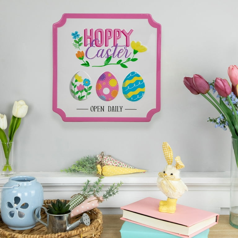 Northlight Hoppy Easter Open Daily Metal Wall Sign - 9.75" - Walmart.com