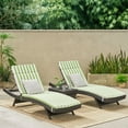 thumbnail image 2 of GDF Studio Olivia Outdoor Wicker 3 Piece Armless Adjustable Chaise Lounge Chat Set with Cushions, Multibrown and Green and White, 2 of 13