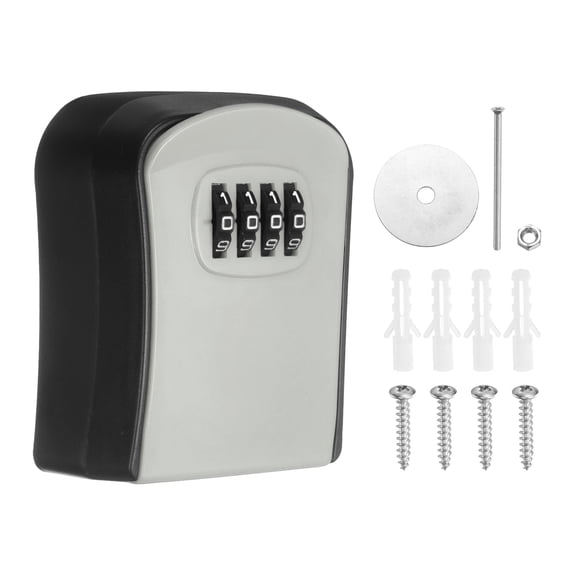 Uxcell Wall Mount Key Lock Box (3.7"x3.1"x1.6" , Gray) - 4 Digit Combination Lockbox for Keys Safe Security Storage Resettable Code Lockbox for Outdoor Home Office Garage